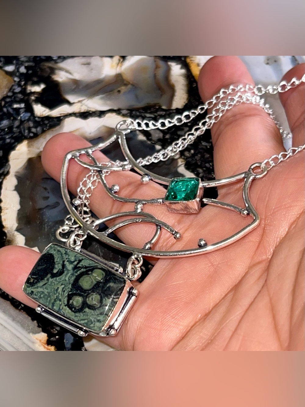 Crocodile Kambaba Jasper Pendant “Peace & Tranquility Stone”